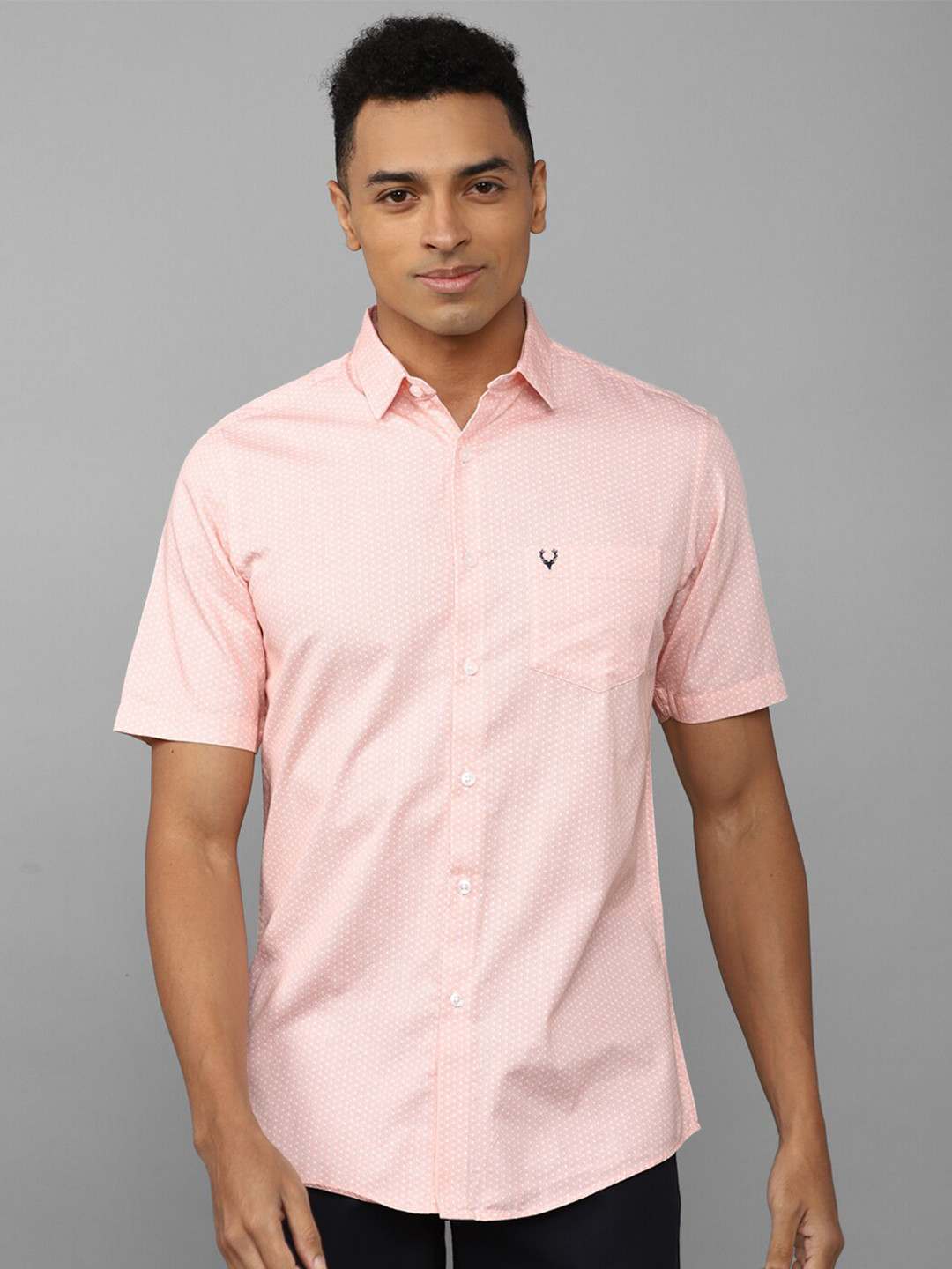 

Allen Solly Micro Ditsy Printed Spread Collar Slim Fit Pure Cotton Casual Shirt, Peach