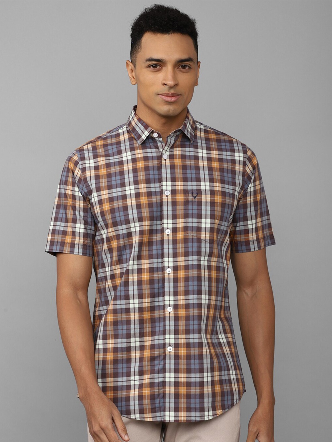 

Allen Solly Tartan Checks Slim Fit Pure Cotton Casual Shirt, Brown