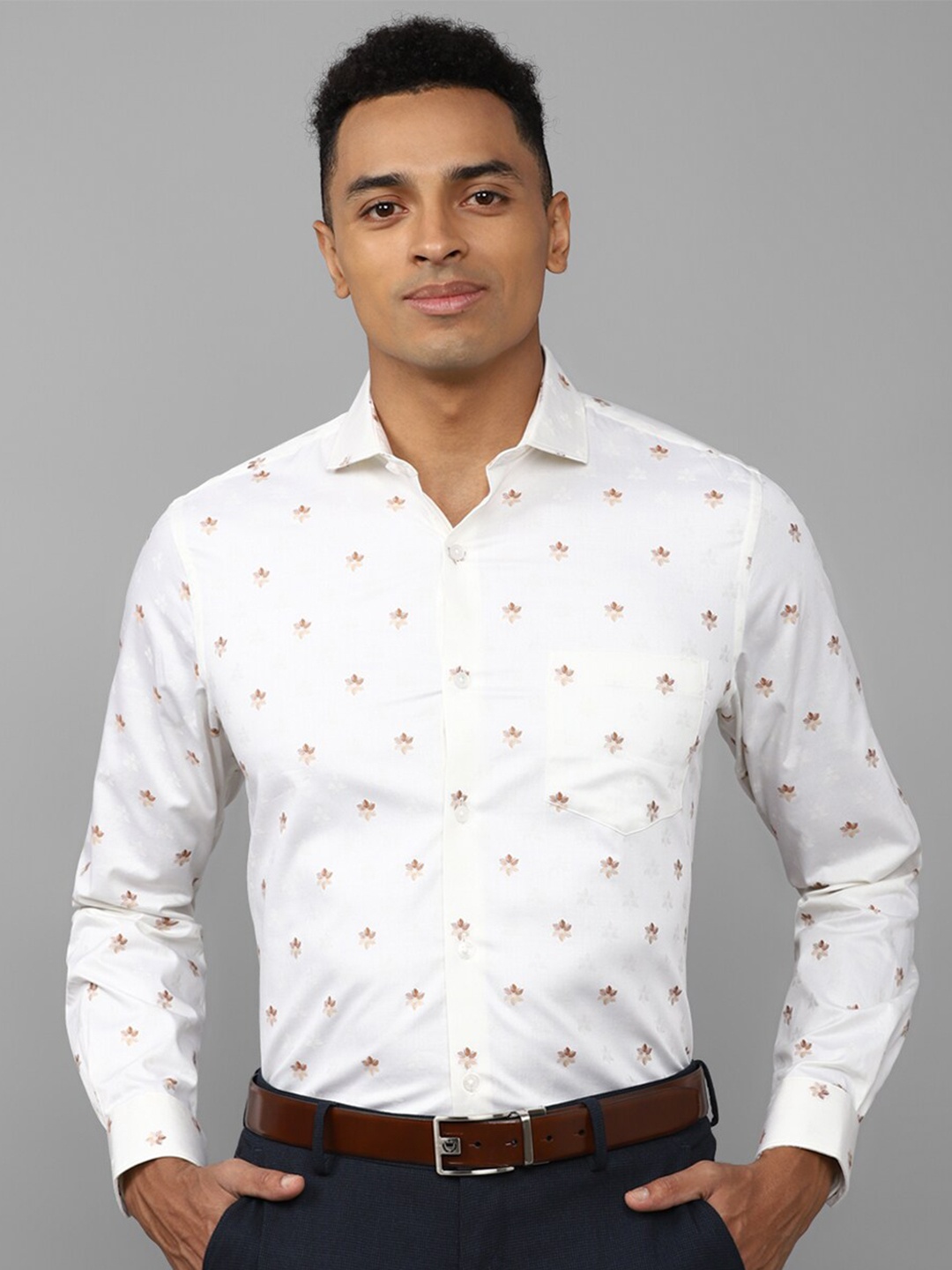 

Allen Solly Floral Printed Slim Fit Pure Cotton Formal Shirt, White