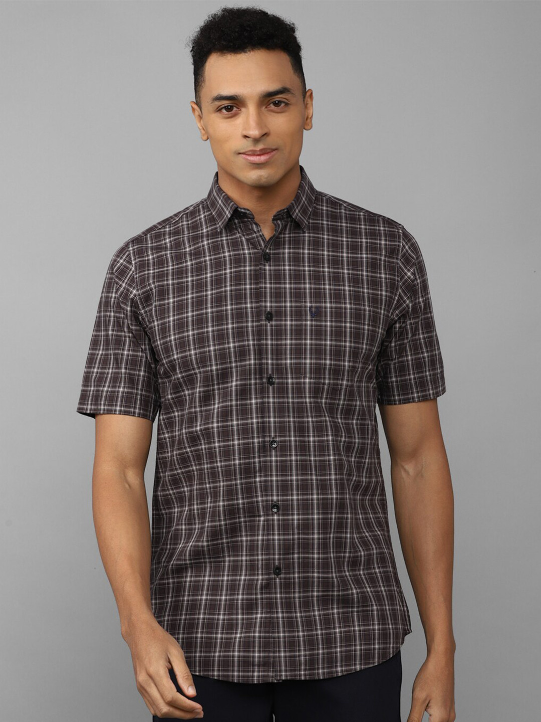 

Allen Solly Slim Fit Tartan Checked Opaque Casual Pure Cotton Shirt, Brown