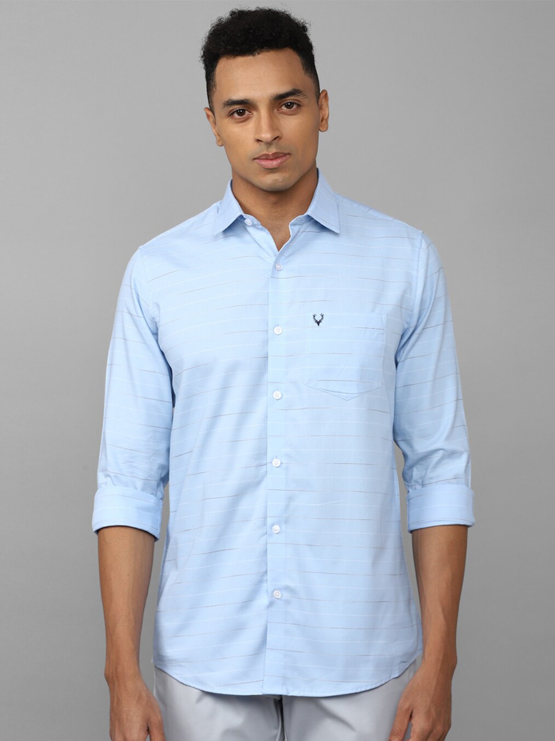 

Allen Solly Plus Size Stripes Slim Fit Cotton Casual Shirt, Blue