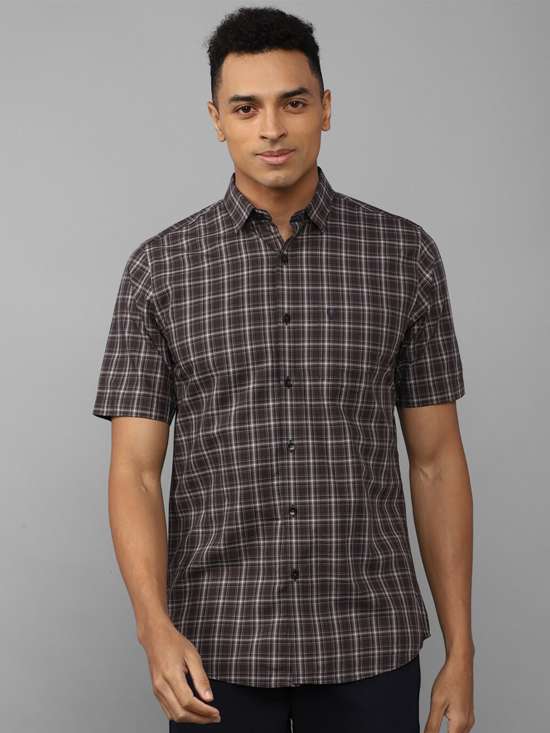 

Allen Solly Slim Fit Opaque Tartan Checked Pure Cotton Casual Shirt, Brown