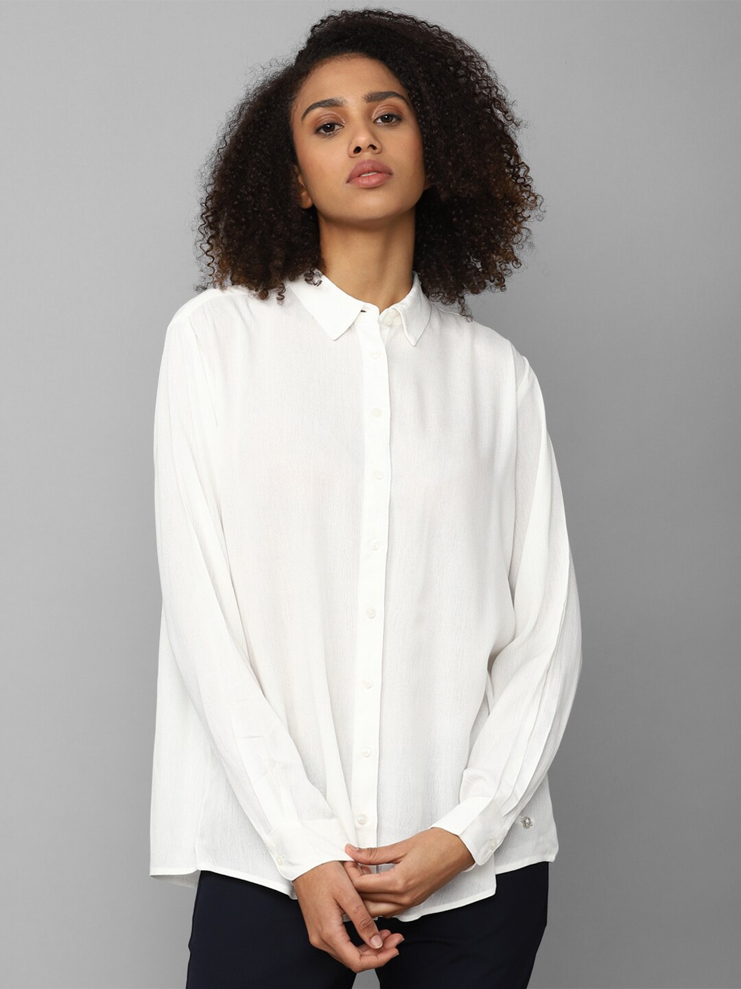 

Allen Solly Woman Spread Collar Opaque Casual Shirt, White