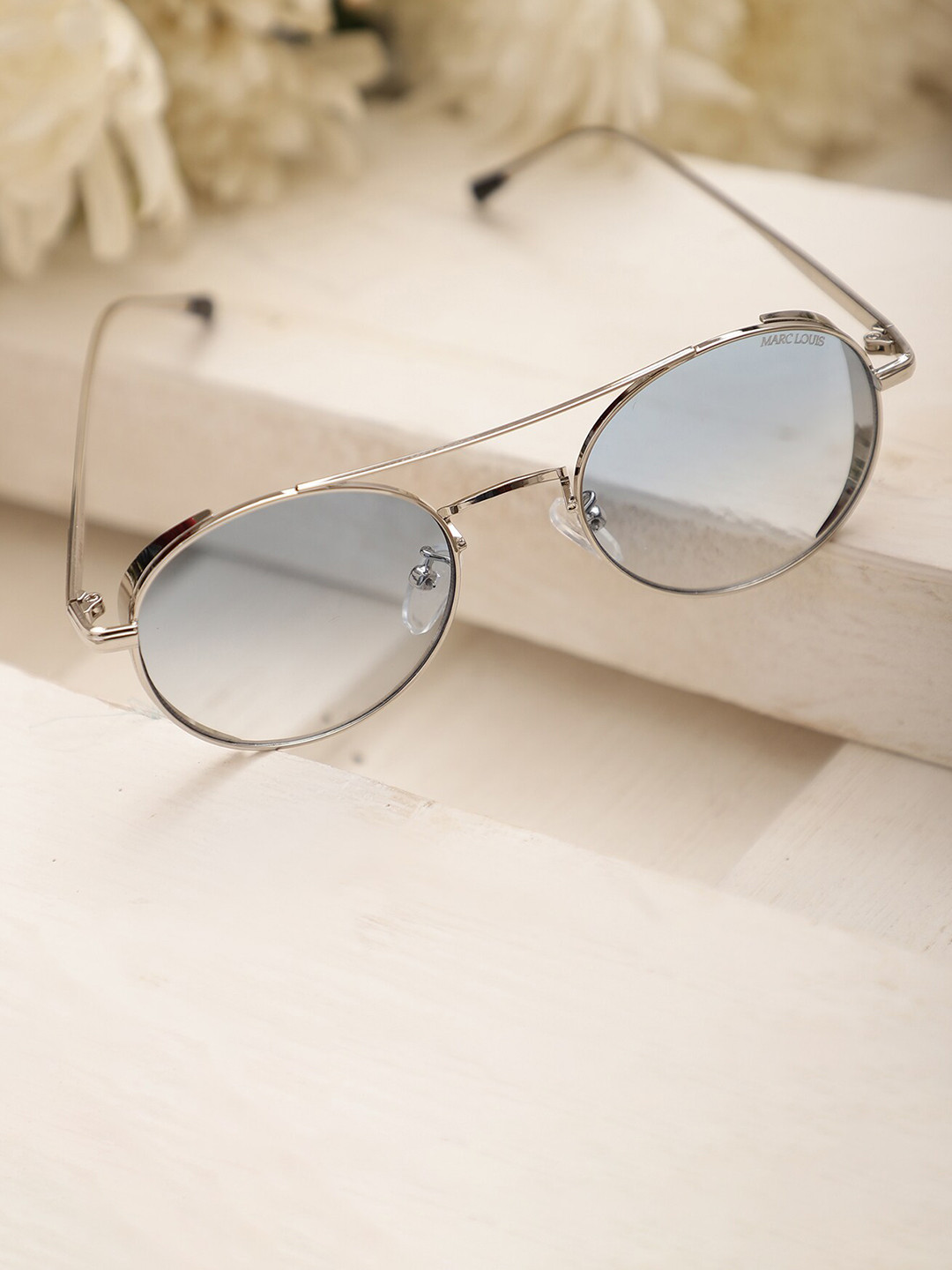 

MARC LOUIS Round Sunglasses With UV Protected Lens ML B80-314-08 SILVER BLUE SG