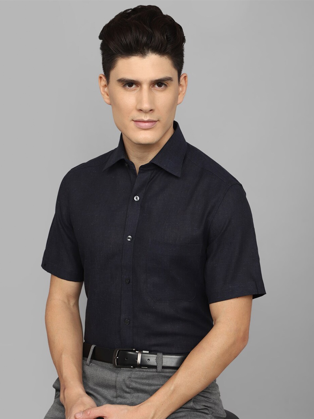 

Louis Philippe Spread Collar Formal Shirt, Black