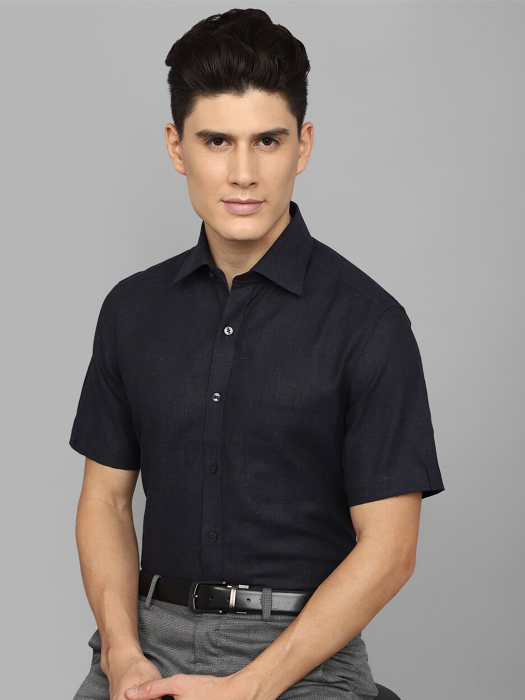 

Louis Philippe Opaque Pure Cotton Formal Shirt, Black