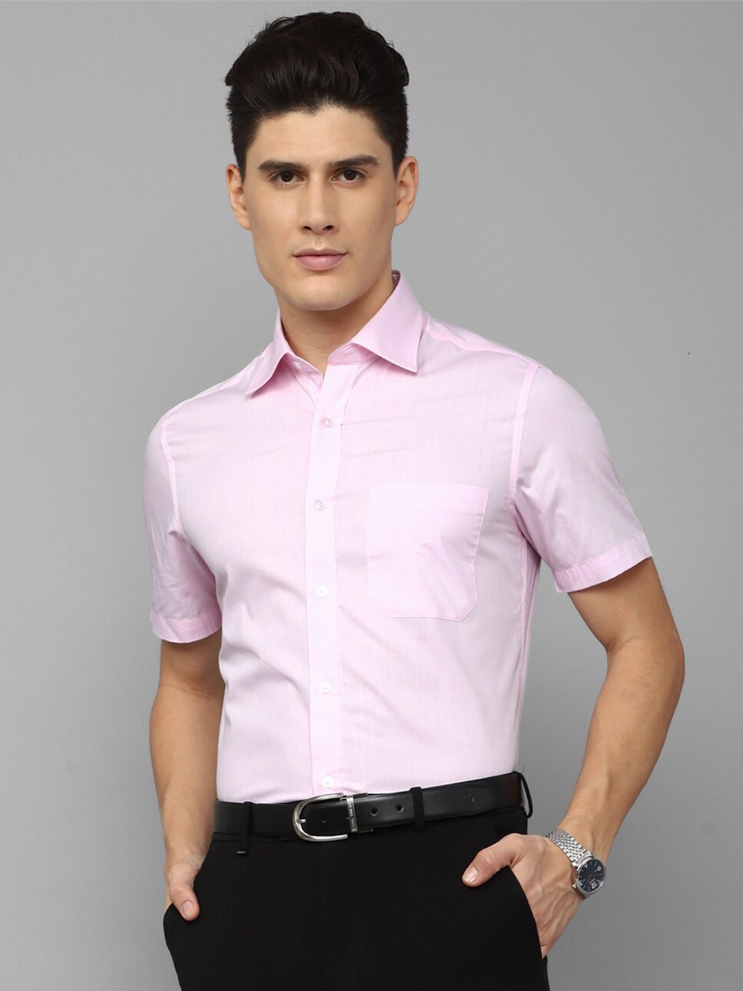 

Louis Philippe Opaque Pure Cotton Formal Shirt, Pink