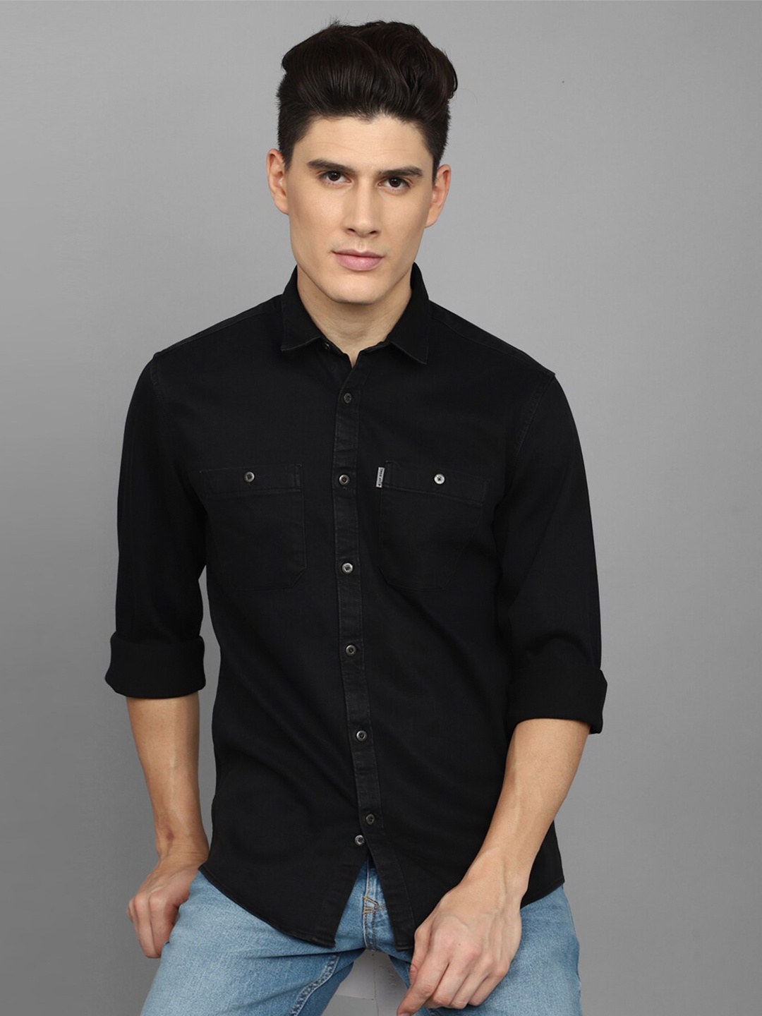 

Louis Philippe Jeans Slim Fit Opaque Casual Shirt, Black