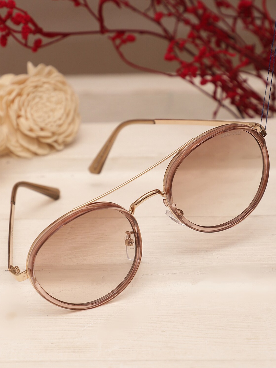 

MARC LOUIS Lens & Round Sunglasses with UV Protected Lens ML B80-409 GOLDEN BROWN SG