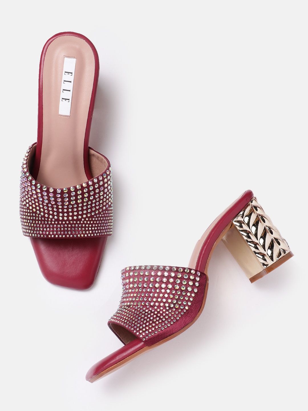 

ELLE Embellished Party Block Heels, Red