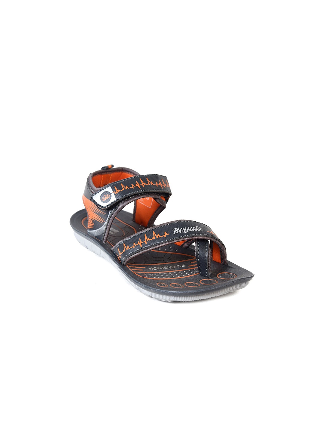 

Ajanta Boys Printed Open Toe Velcro Closure Sports Sandals, Grey