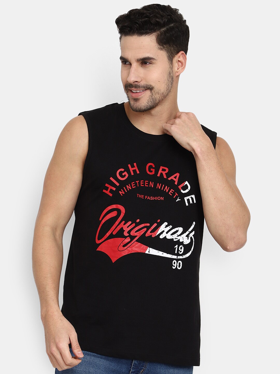 

V-Mart Printed Cotton Innerwear Vest, Black