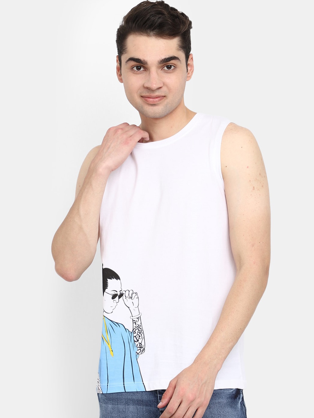 

V-Mart Printed Cotton Innerwear Basic Vest, White