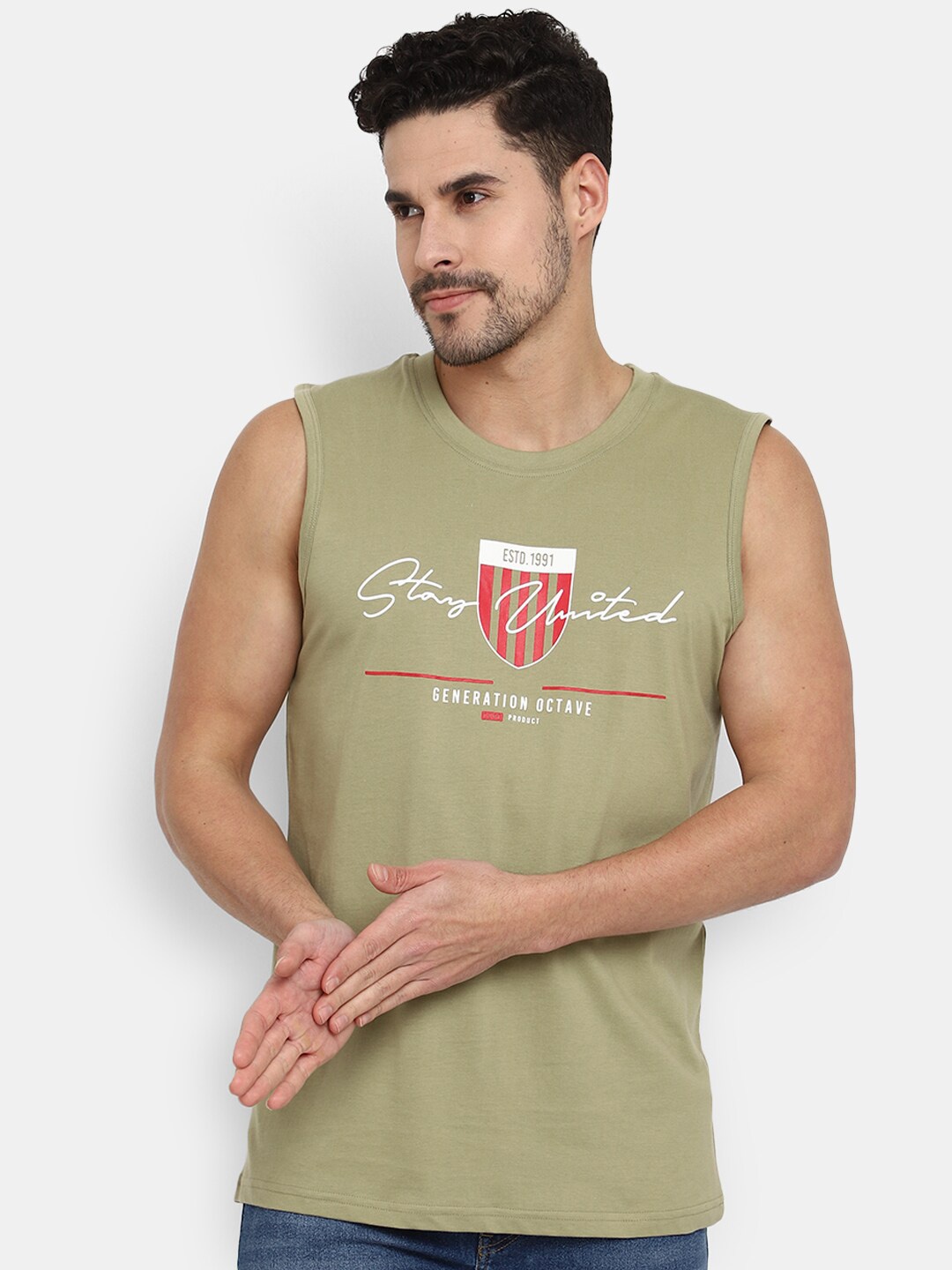 

V-Mart Printed Cotton Innerwear Vest, Beige