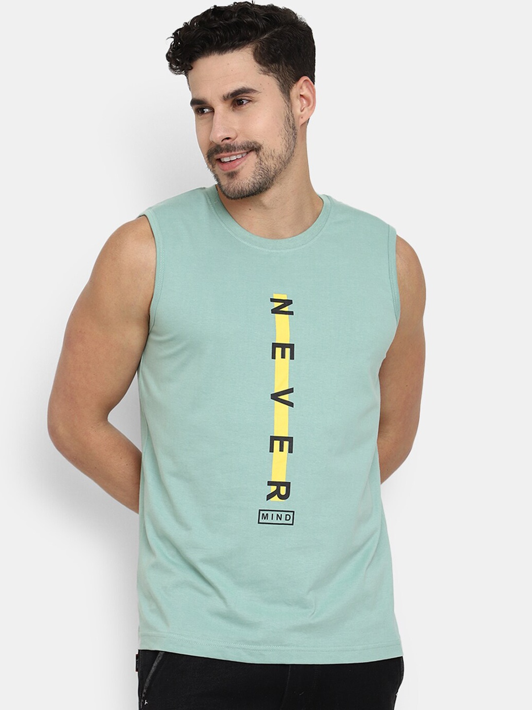 

V-Mart Printed Cotton Basic Innerwear Vest, Sea green