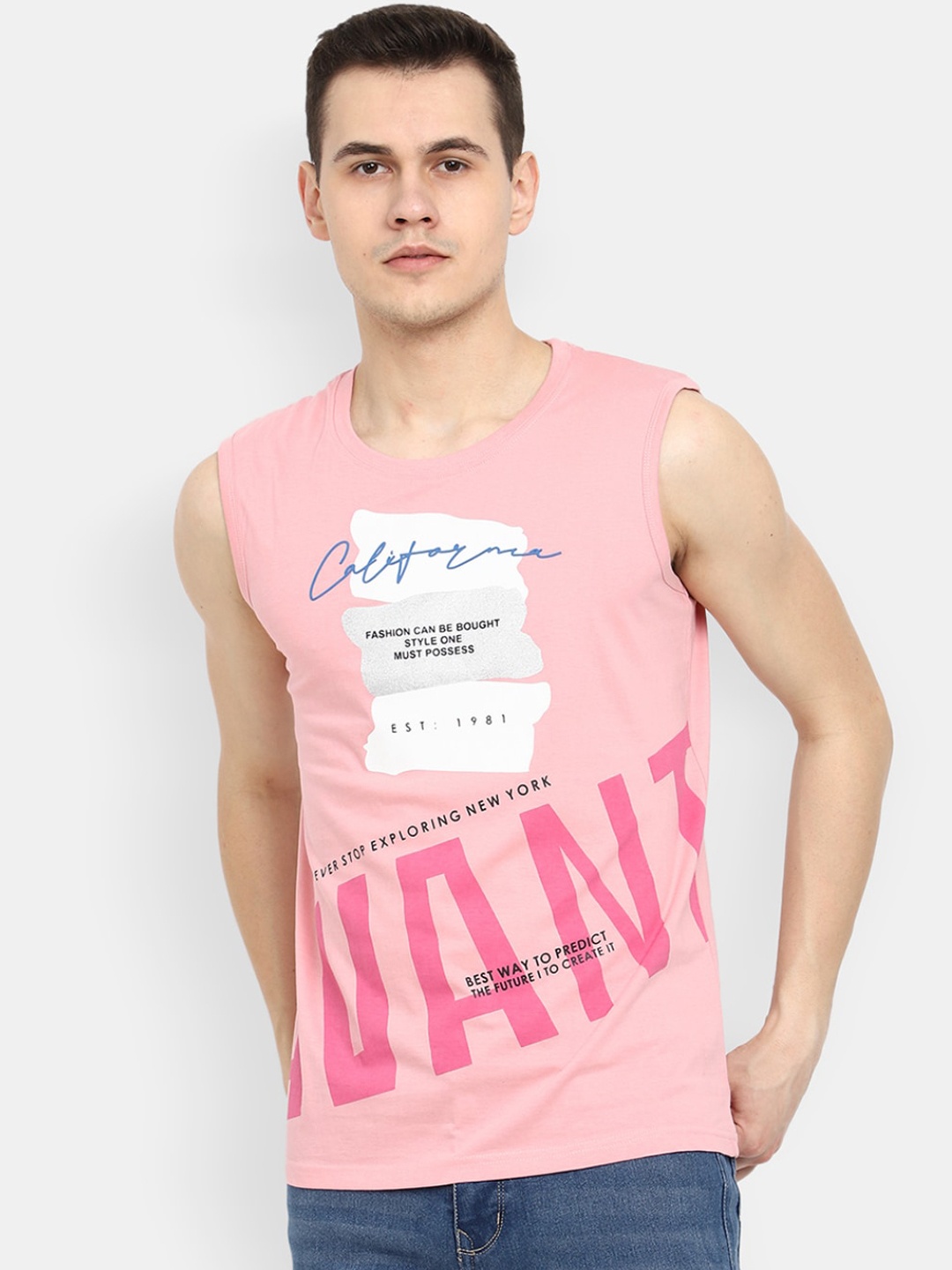 

V-Mart Typography Printed Cotton Innerwear Vests, Pink
