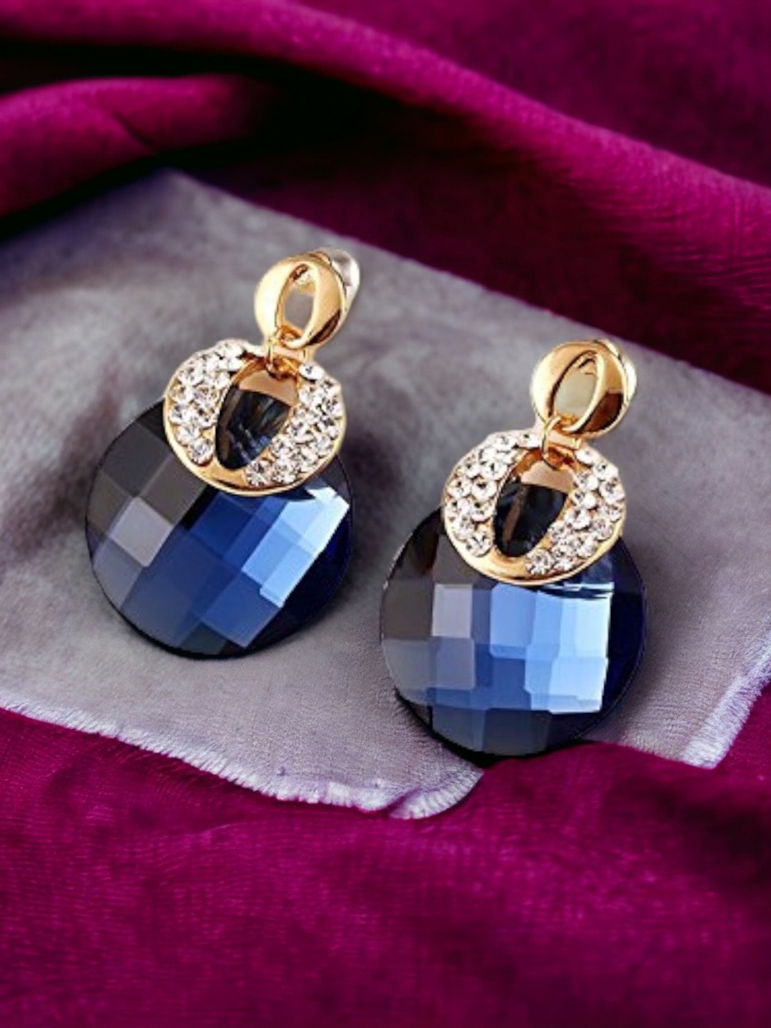 

HOT AND BOLD Gold-Plated Circular Drop Earrings, Blue