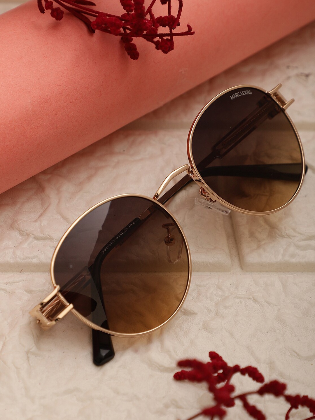 

MARC LOUIS Round Sunglasses With UV Protected Lens ML B80-573, Brown