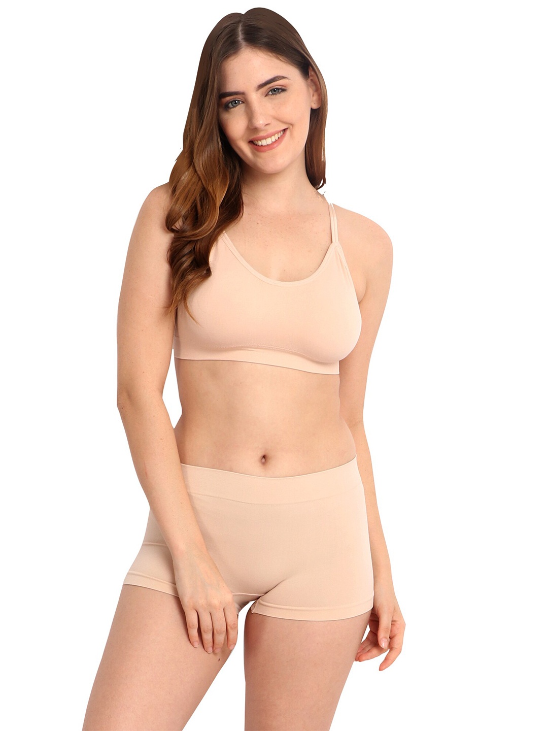 

INFINIUM Printed Lightly Padded Non-Wired Dry Fit Full Coverage Bra, Cream
