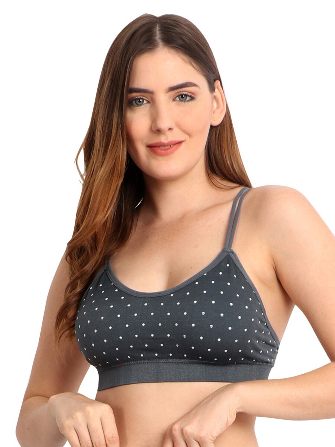 

INFINIUM Polka Dots Printed Full Coverage All Day Comfort Lightly Padded Everyday Bra, Grey