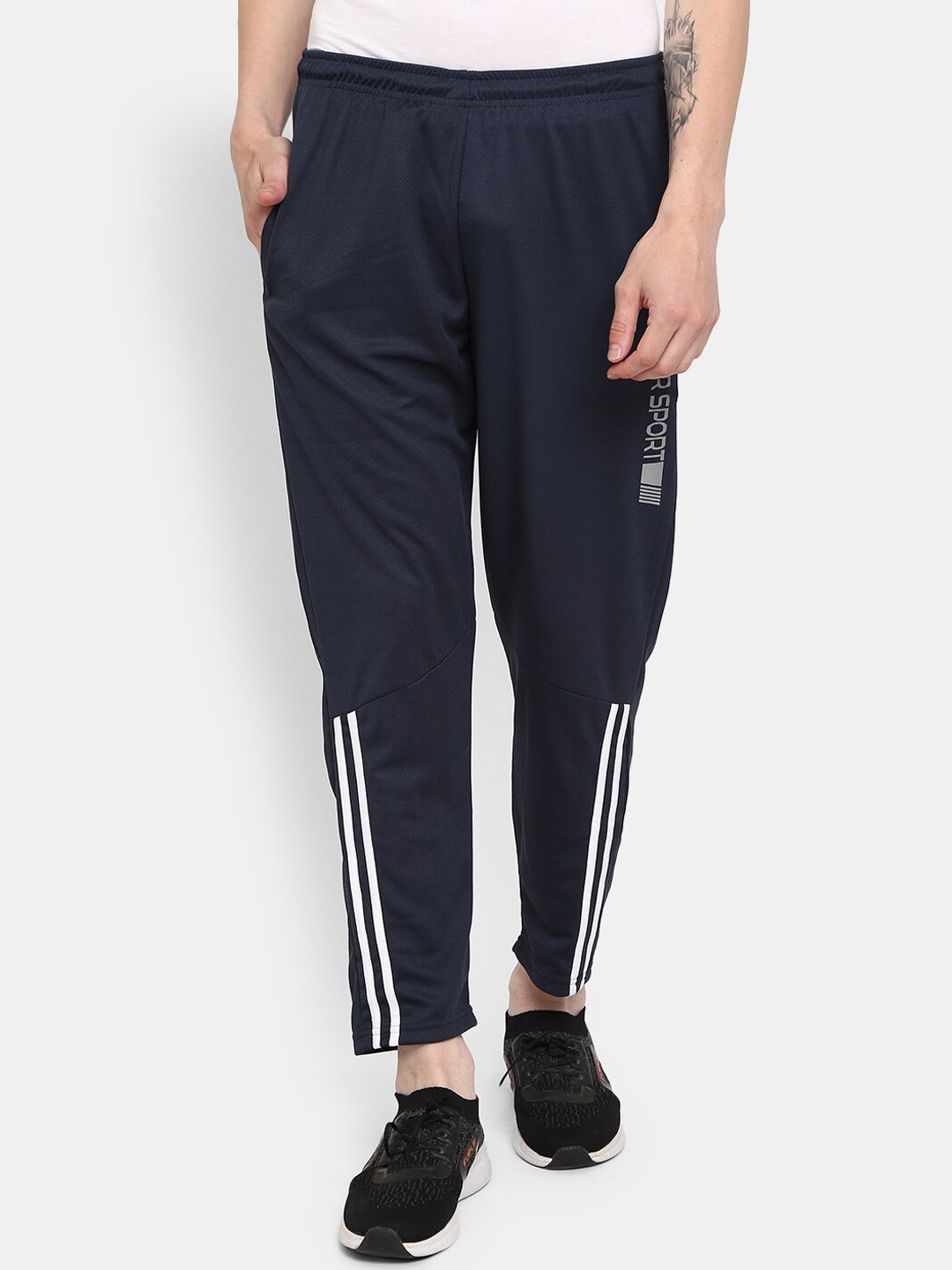 

V-Mart Men Regular Fit Cotton Track Pants, Navy blue