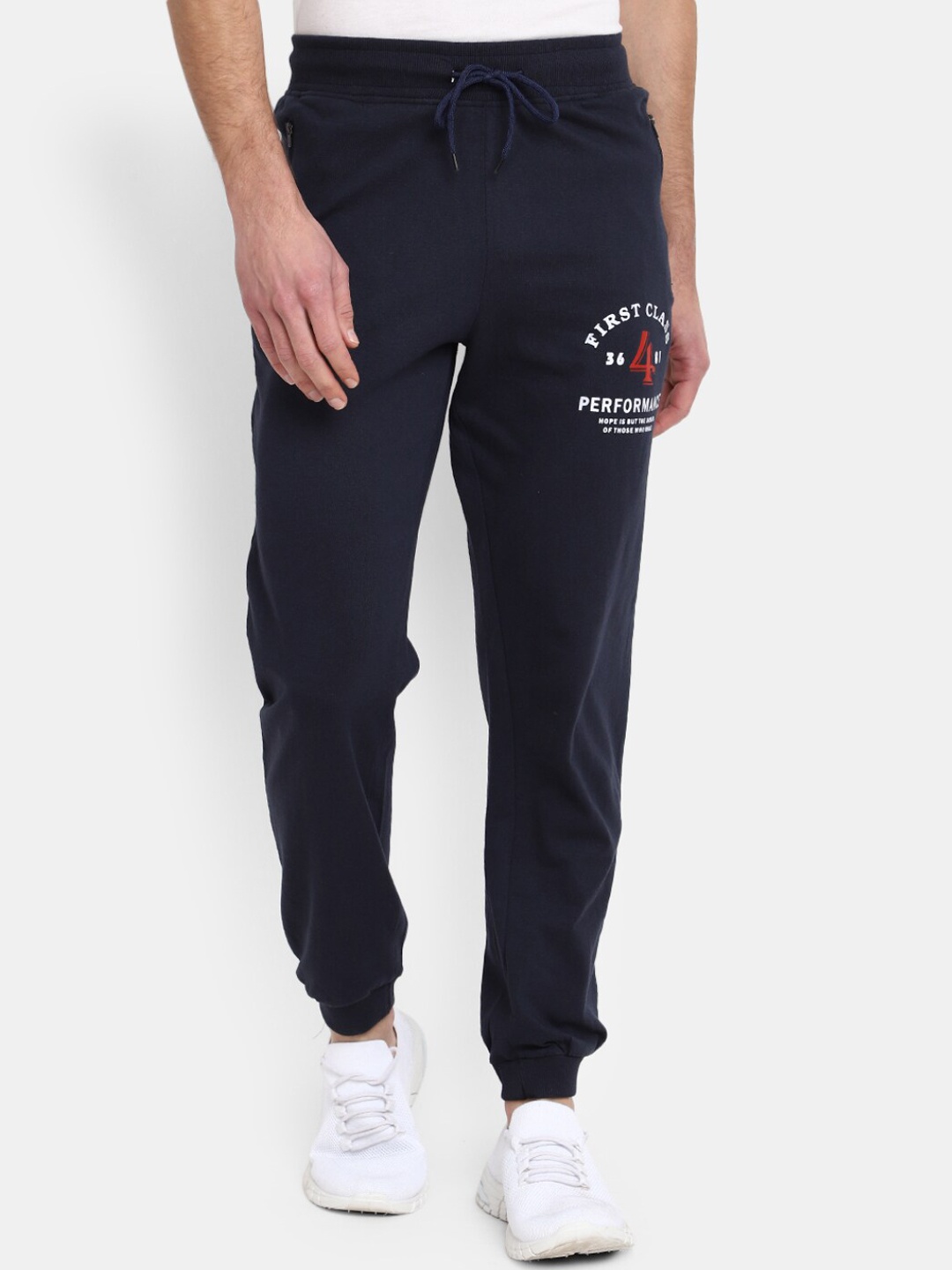 

V-Mart Men Regular Fit Cotton Joggers, Navy blue