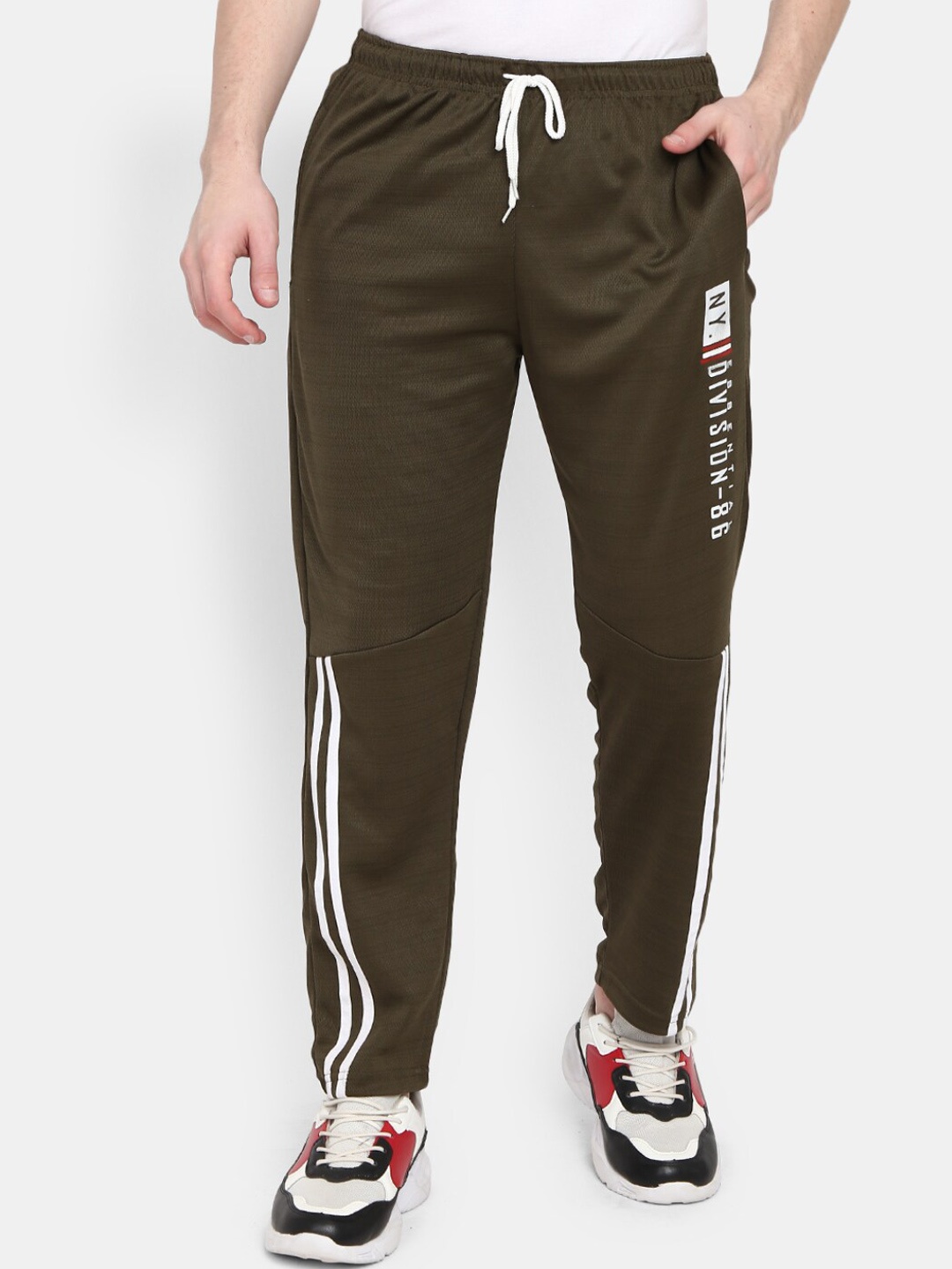 

V-Mart Men Regular Fit Mid-Rise Track Pant, Olive