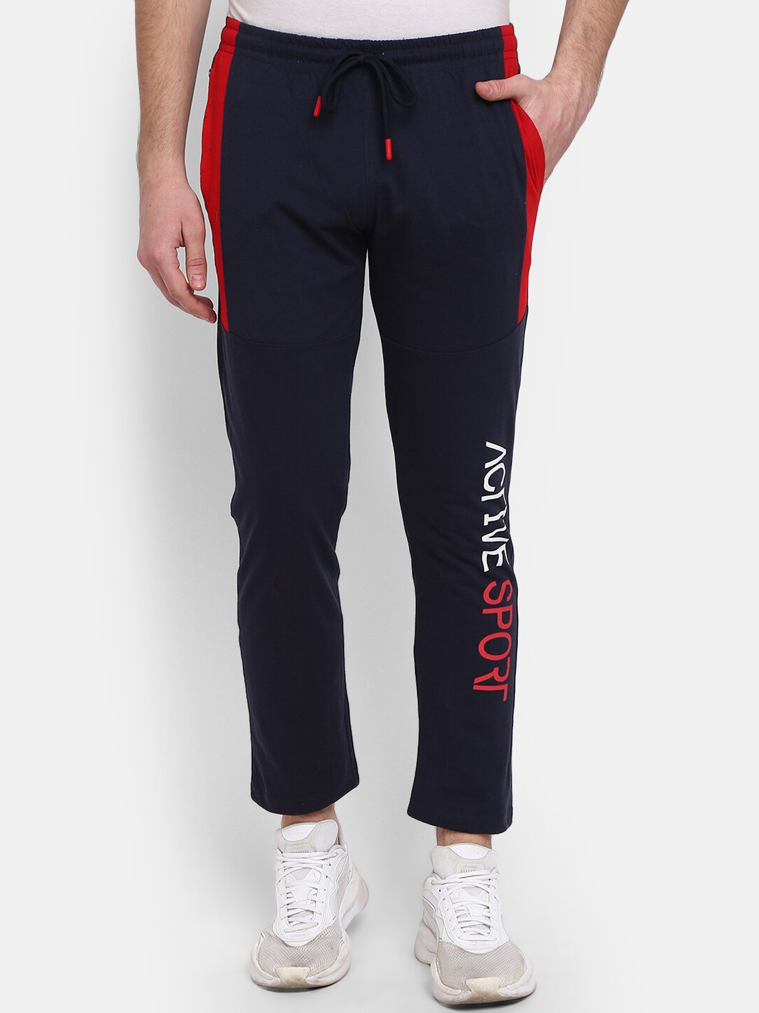 

V-Mart Men Regular Fit Cotton Track Pant, Navy blue