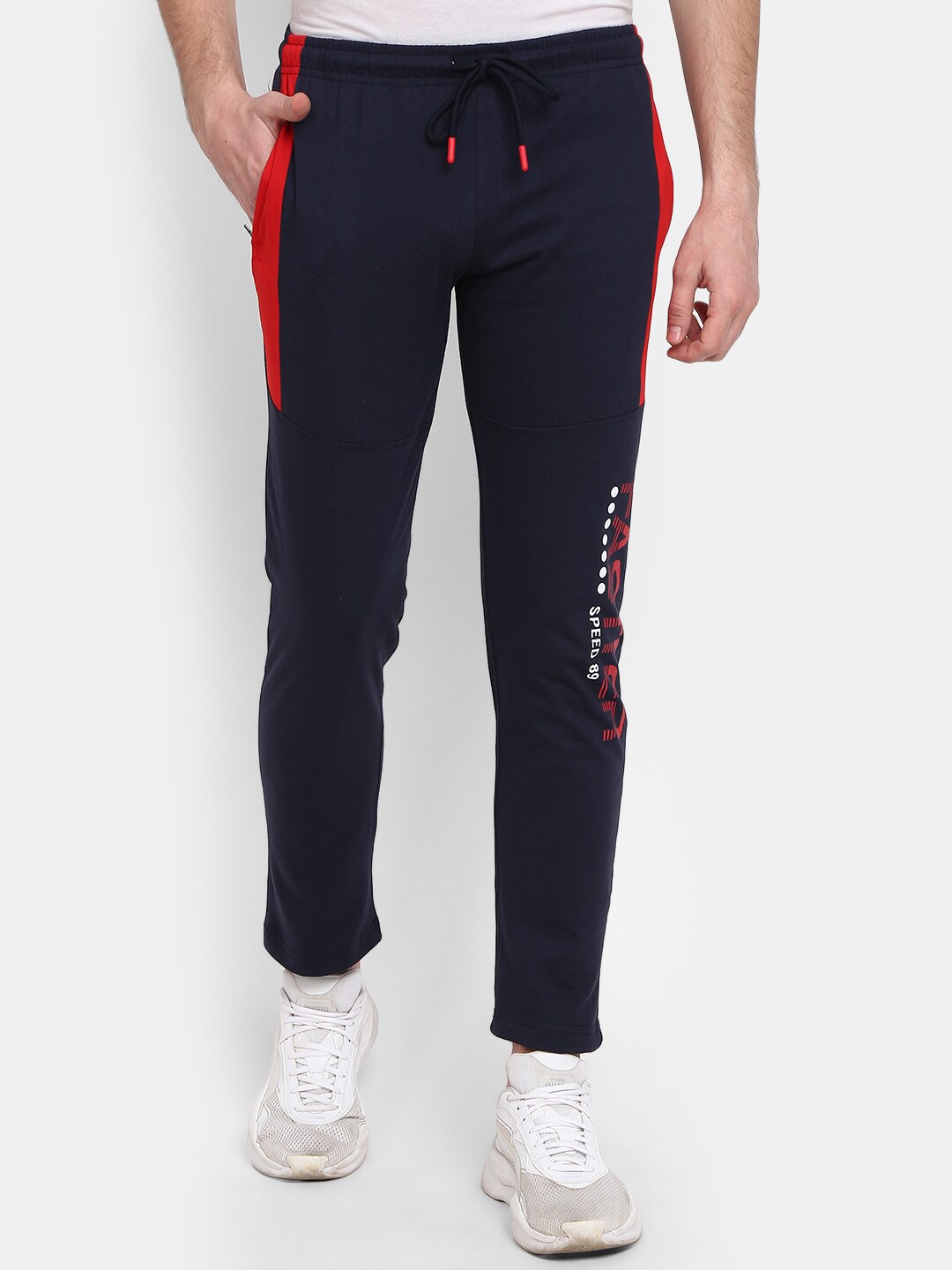 

V-Mart Men Regular Fit Cotton Track Pants, Navy blue