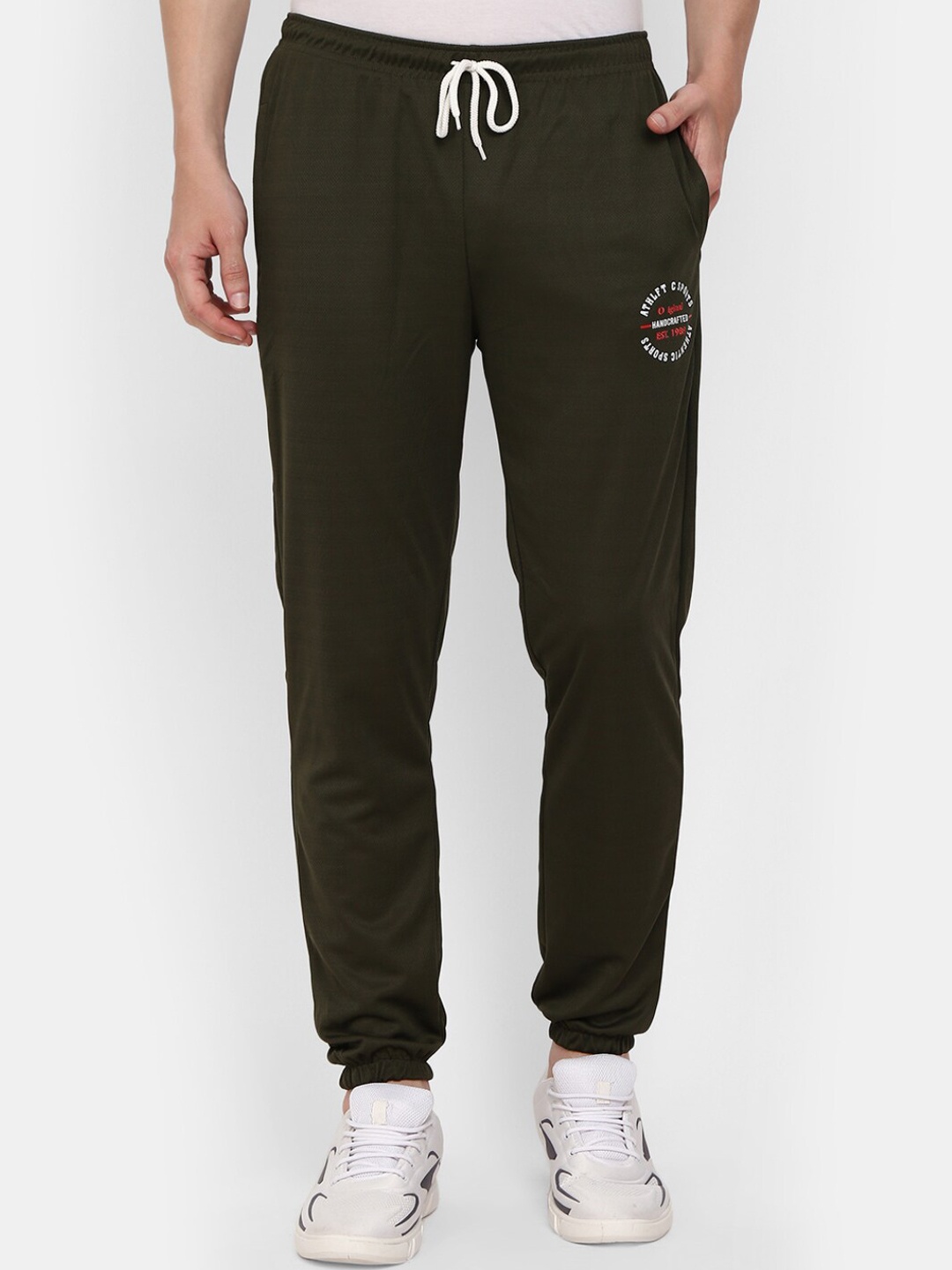 

V-Mart Men Regular Fit Cotton Joggers, Olive