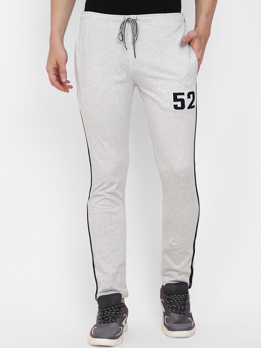 

V-Mart Men Regular Fit Cotton Track Pants, Grey melange