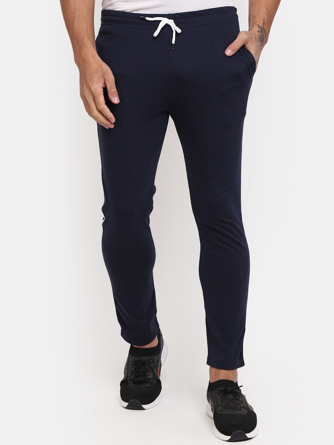 

V-Mart Men Regular Fit Cotton Track Pant, Navy blue