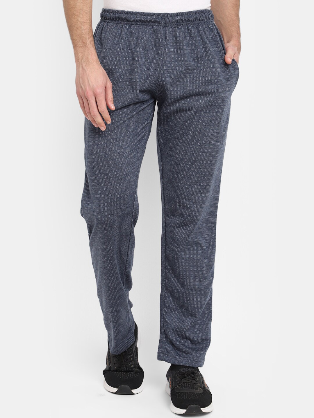 

V-Mart Men Self Design Regular Fit Cotton Track Pants, Navy blue