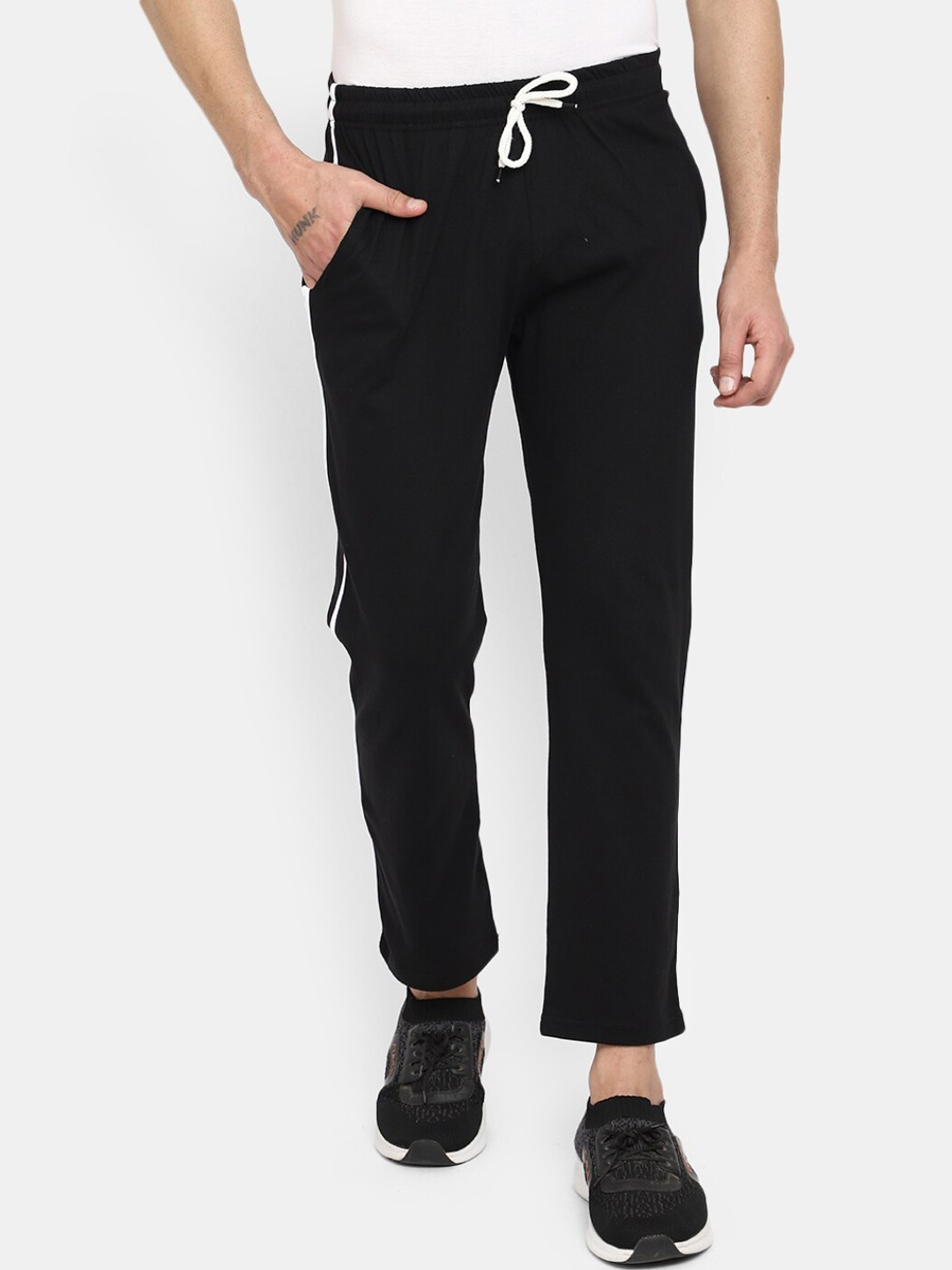 

V-Mart Men Regular Fit Cotton Track Pants, Black