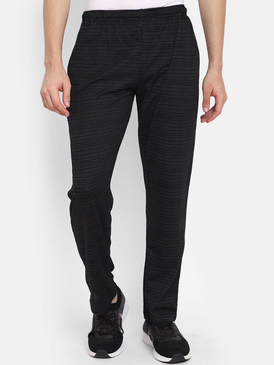 

V-Mart Men Regular Fit Self Design Cotton Track Pants, Black