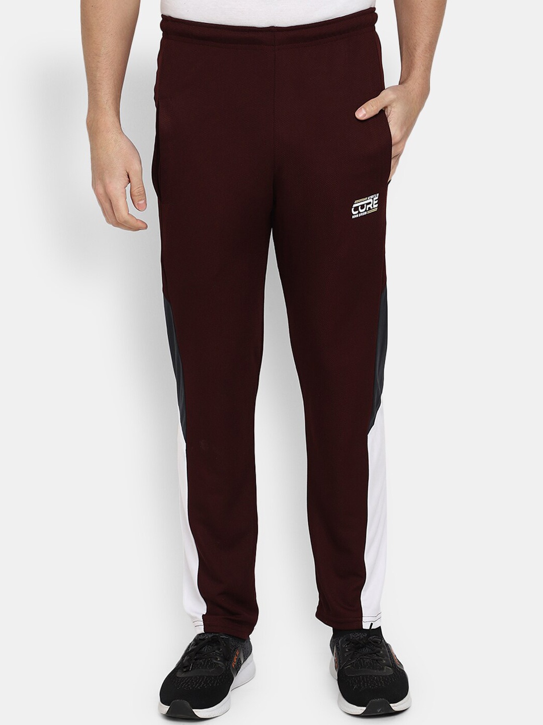 

V-Mart Men Regular Fit Colourblocked Track Pants, Maroon