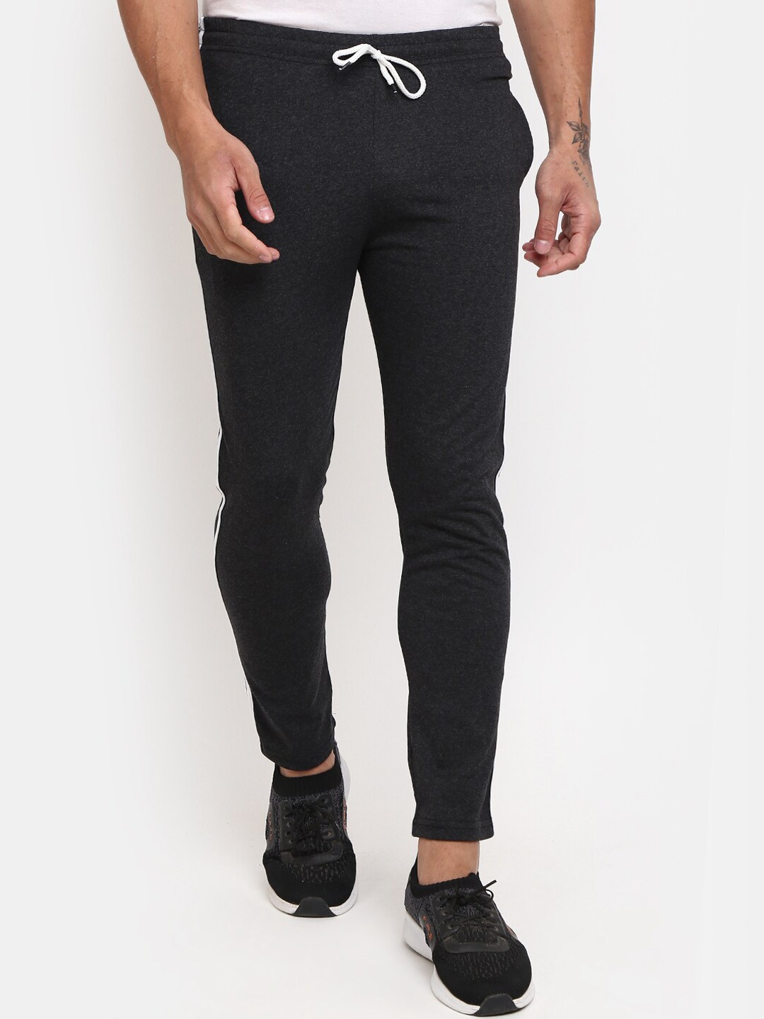 

V-Mart Men Regular Fit Cotton Track Pants, Black
