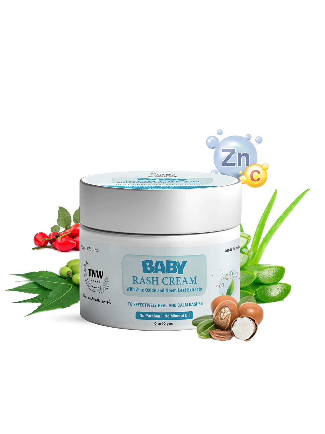 

TNW the natural wash Kids Diaper Rash Cream with Zinc Oxide & Neem Leaf Extracts - 50g, White