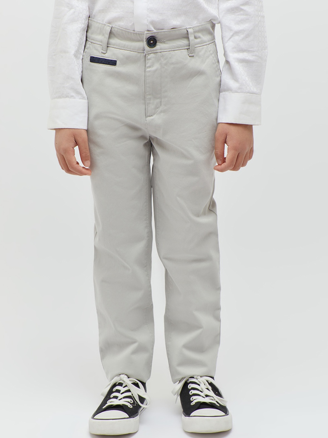 

One Friday Boys Classic Mickey Mouse Printed Mid-Rise Regular Trousers, Grey