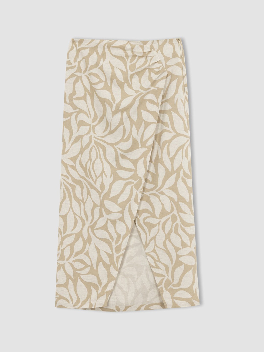 

DeFacto Printed A-Line Midi Skirt, Beige