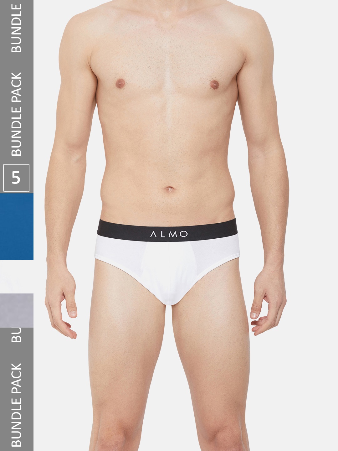 

Almo Wear Men Pack Of 5 Mid-Rise Anti Microbial Basic Briefs, White