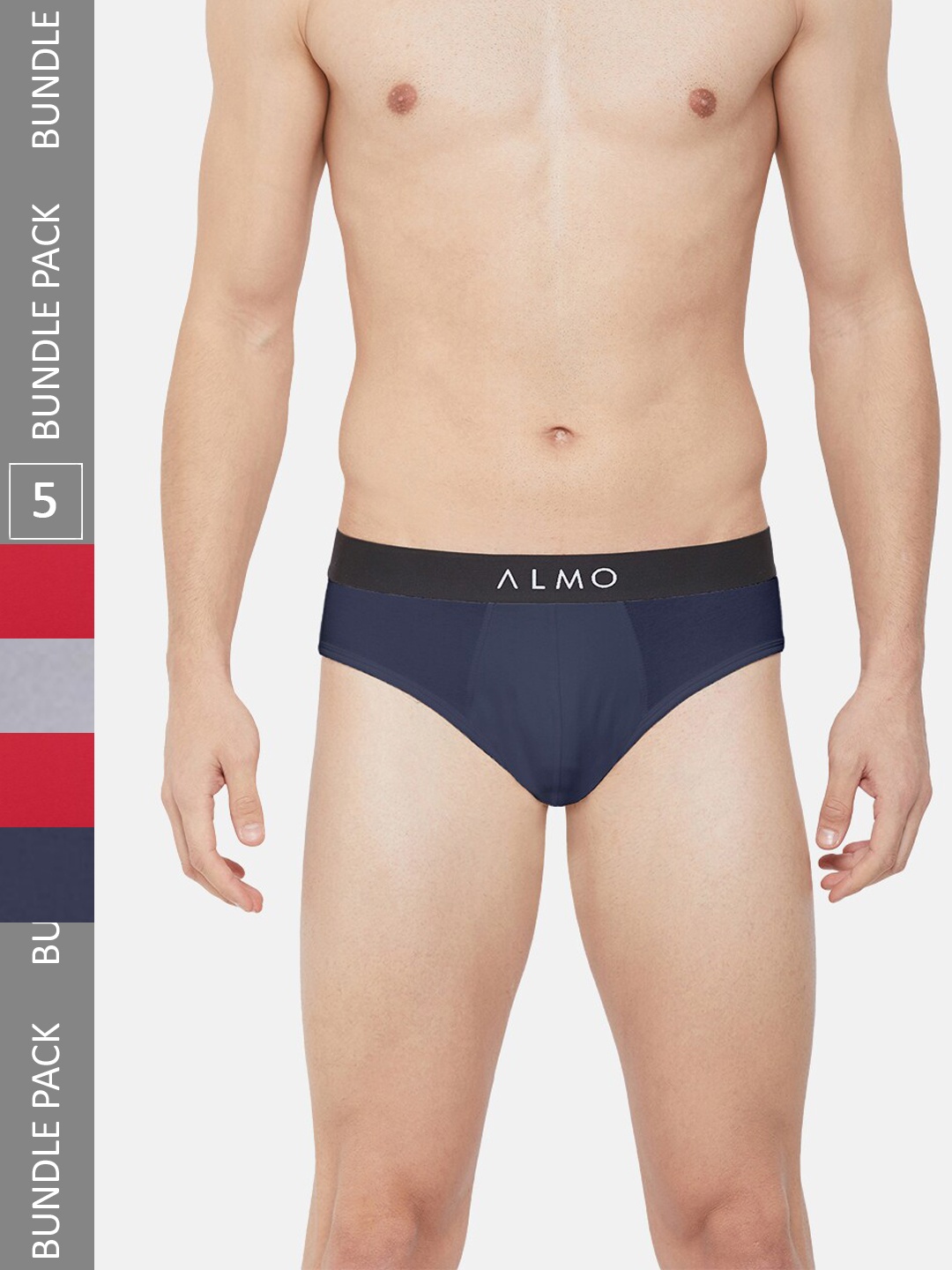 

Almo Wear Men Pack Of 5 Anti Bacterial Basic Briefs, Navy blue