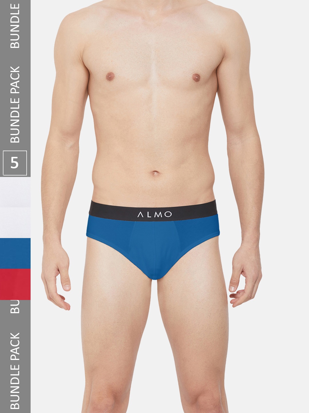

Almo Wear Men Pack Of 5 Anti Bacterial Basic Briefs, Blue