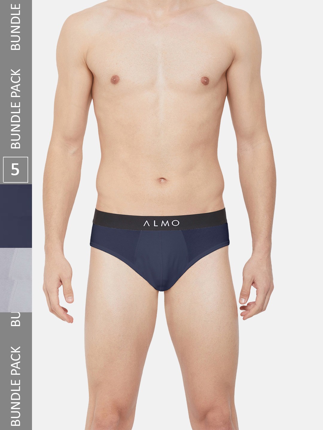 

Almo Wear Men Pack Of 5 Anti Bacterial Basic Briefs, Navy blue