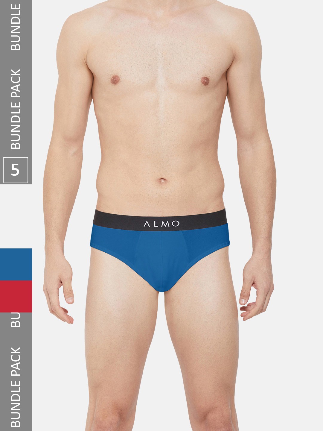 

Almo Wear Men Pack Of 5 Anti Bacterial Basic Briefs, Blue
