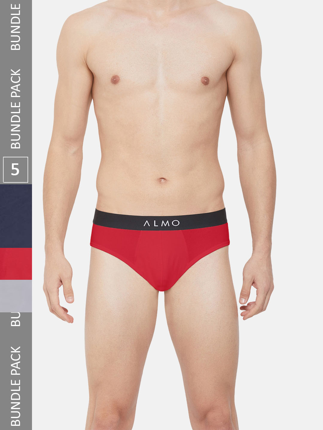 

Almo Wear Men Pack Of 5 Anti Bacterial Basic Briefs, Red