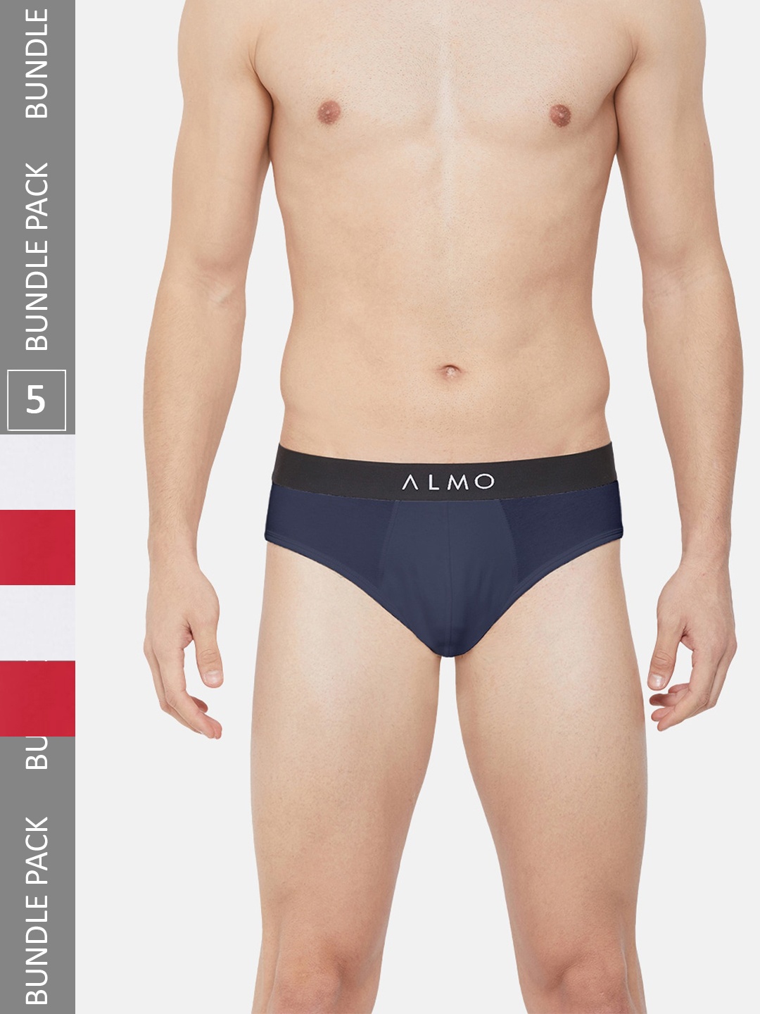 

Almo Wear Men Pack Of 5 Anti Bacterial Basic Briefs, Navy blue