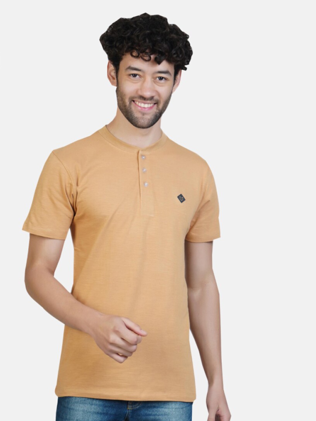 

Almo Wear Henley Neck Anti- Bacterial Cotton Casual T-shirt, Orange