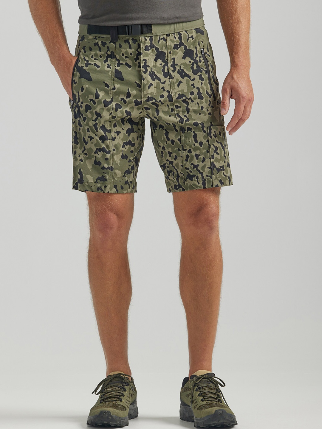

Wrangler Men Abstract Printed Mid-Rise Cotton Regular Shorts, Green