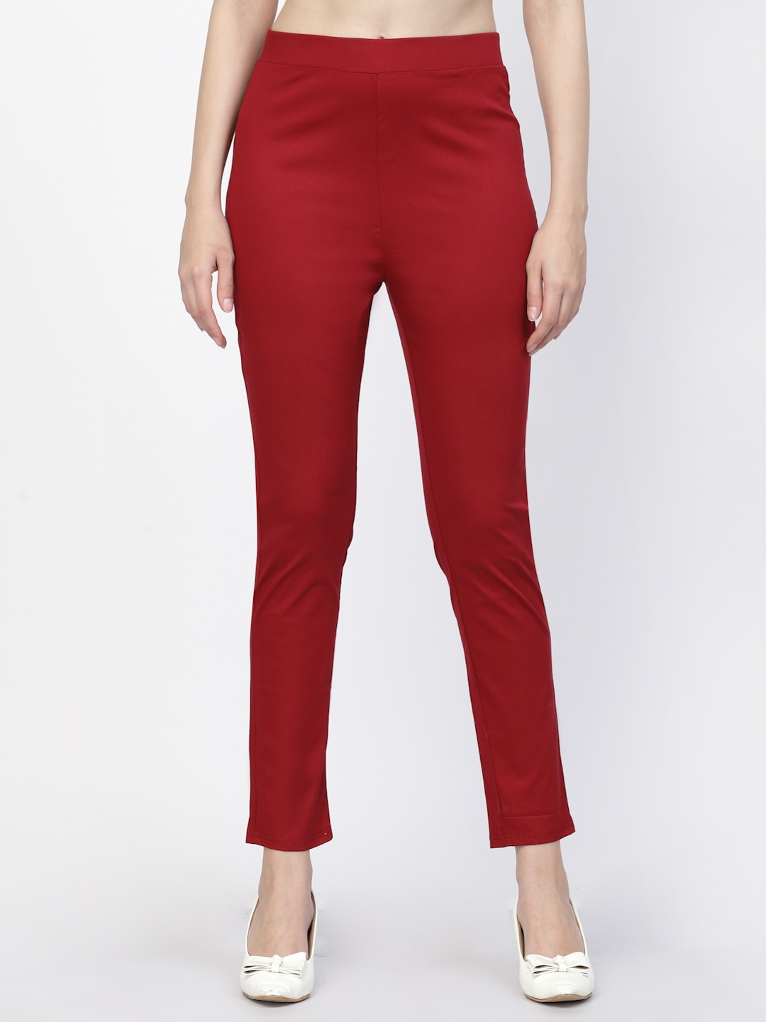 

Vastraa Skinny Fit Smart Cigerette Trousers, Maroon